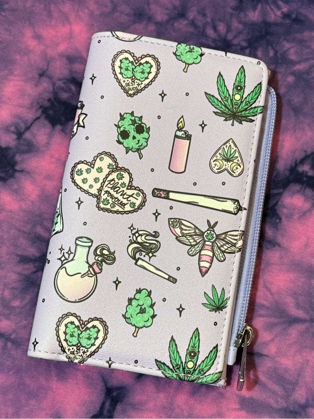 Purple Weed Zip Wallet